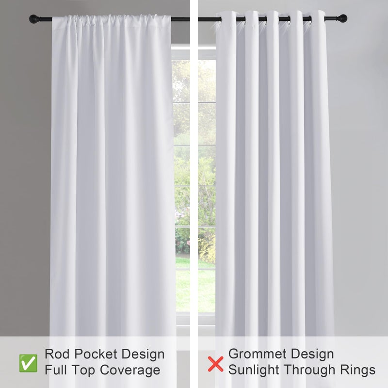 PONY DANCE White Room Darkening Curtains for Bedroom, Rod Pocket Top Solid Soft Drapes Window Treatments Panels 60% Light Blocking for Living Room(2 Panels, W 42 x L 72 inches, Pure White) - Image 4